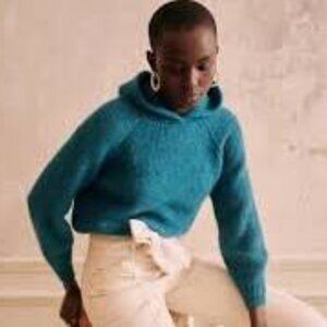 Sezane Laurel Hoodie Sweater in Turquoise